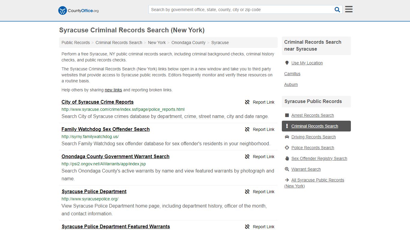Syracuse Criminal Records Search (New York) - County Office
