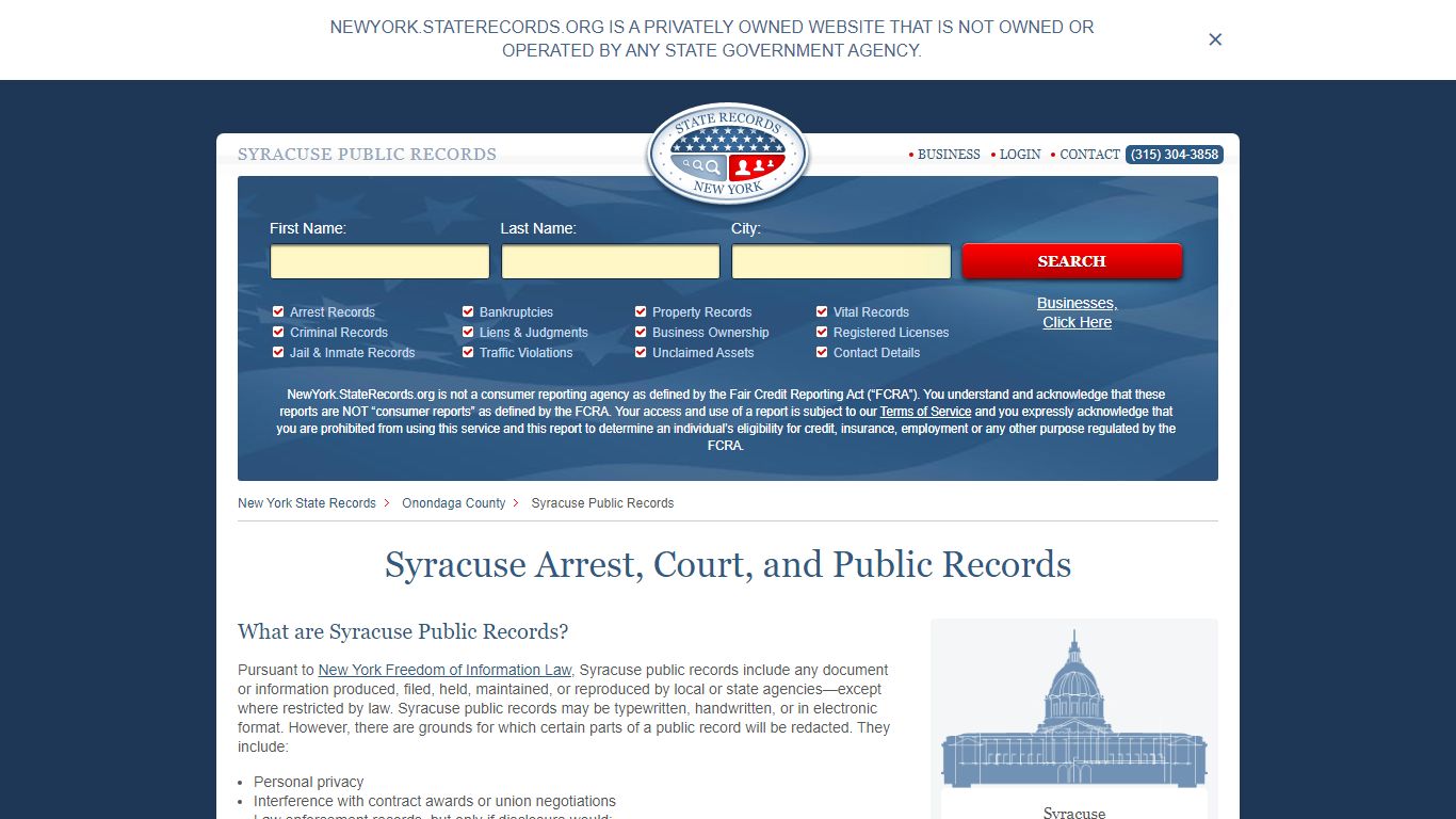 Syracuse Arrest and Public Records | New York.StateRecords.org