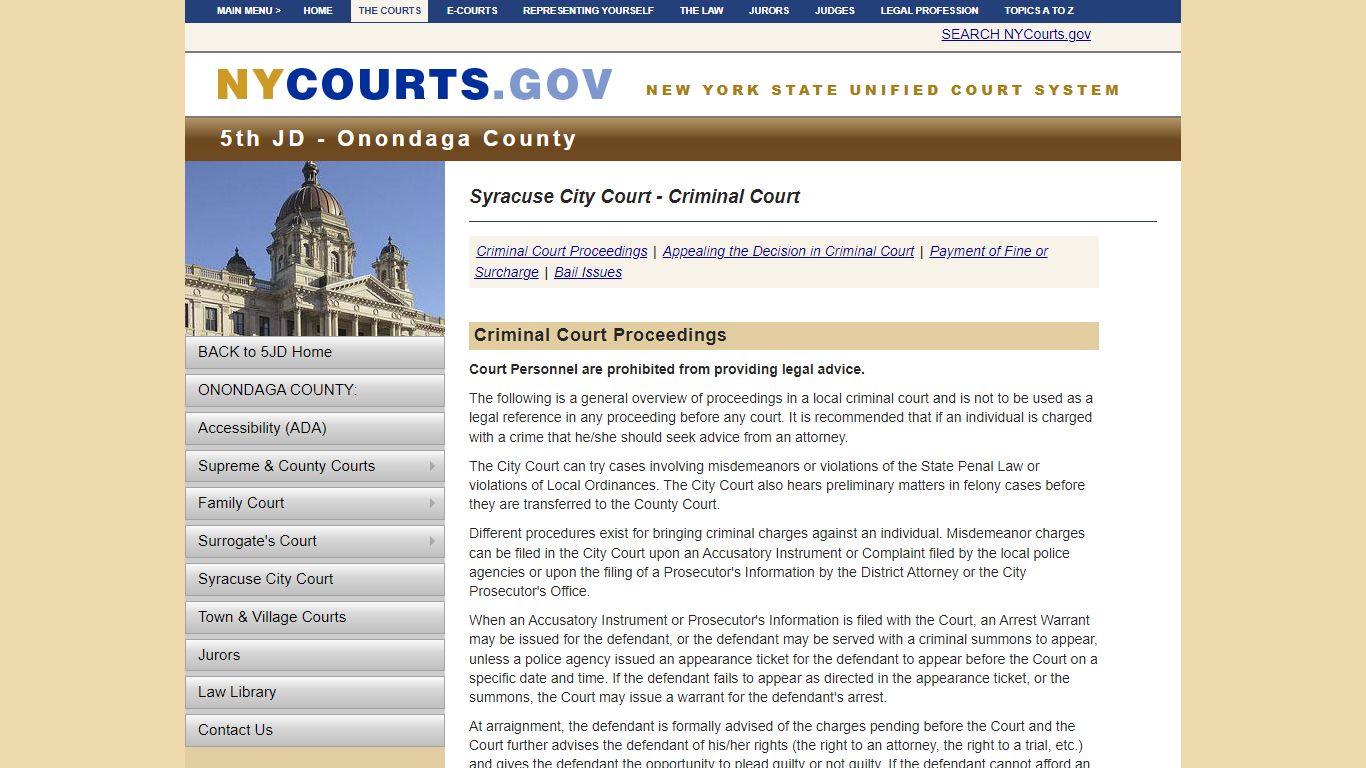 Syracuse City Court - Criminal Court | NYCOURTS.GOV - Judiciary of New York