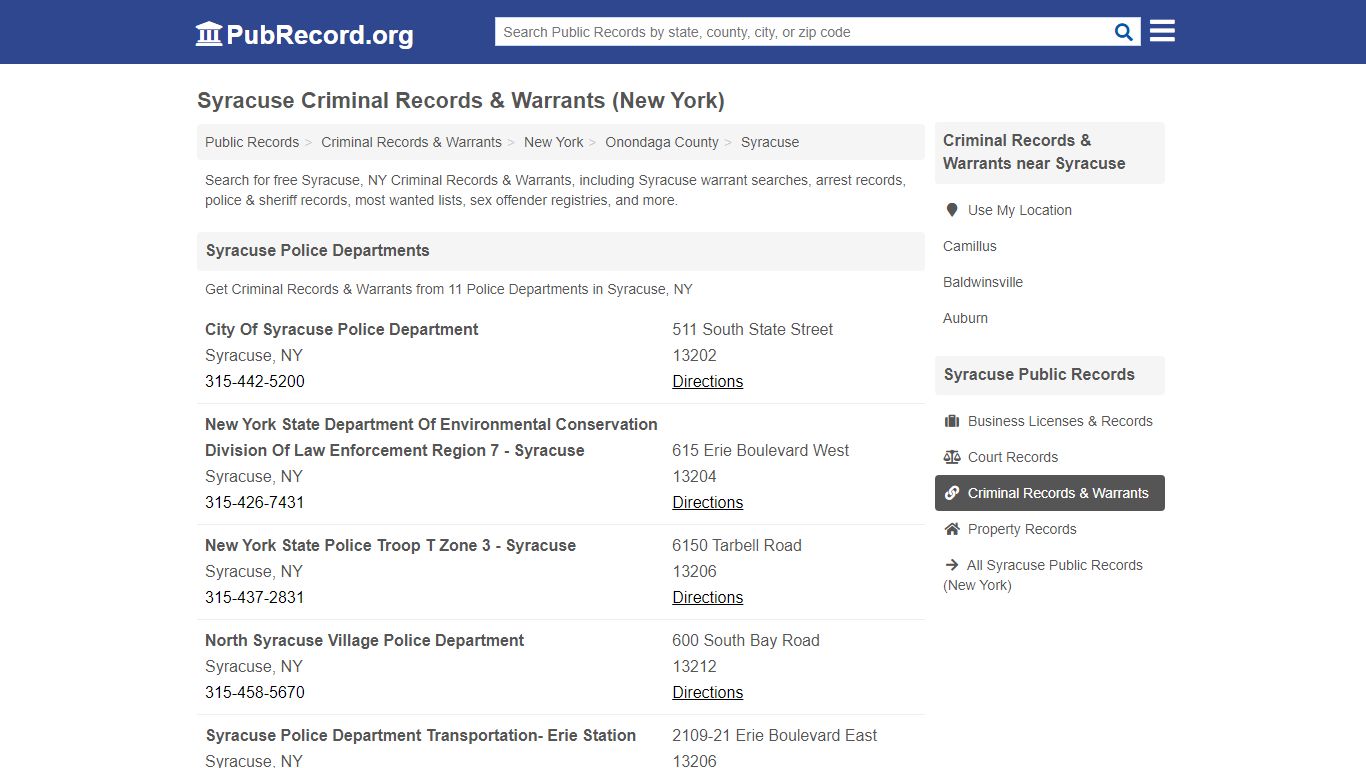 Syracuse Criminal Records & Warrants (New York)